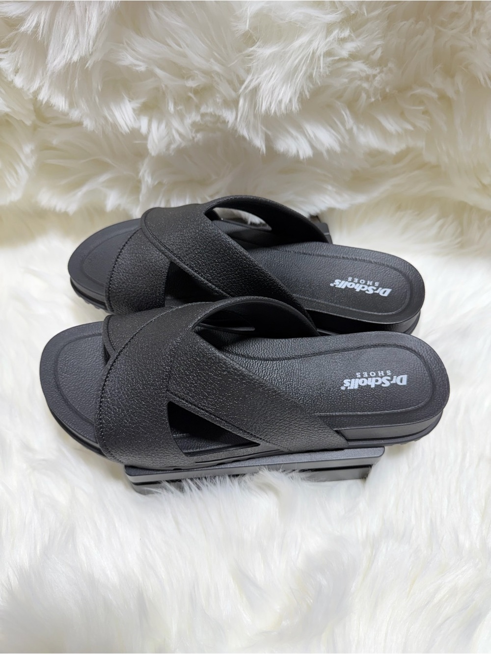 Dr. Scholl's Black Crisscross Slide Sandals